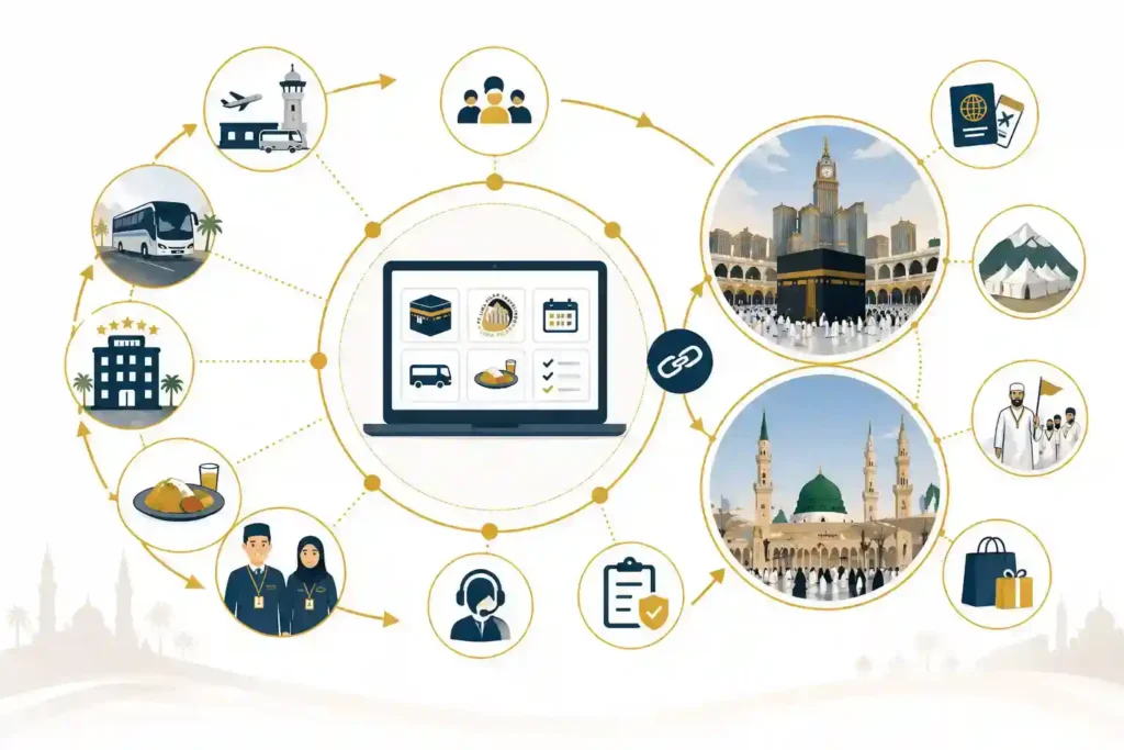 Cara kerja sistem land arrangement umroh di Arab Saudi untuk pelayanan jamaah